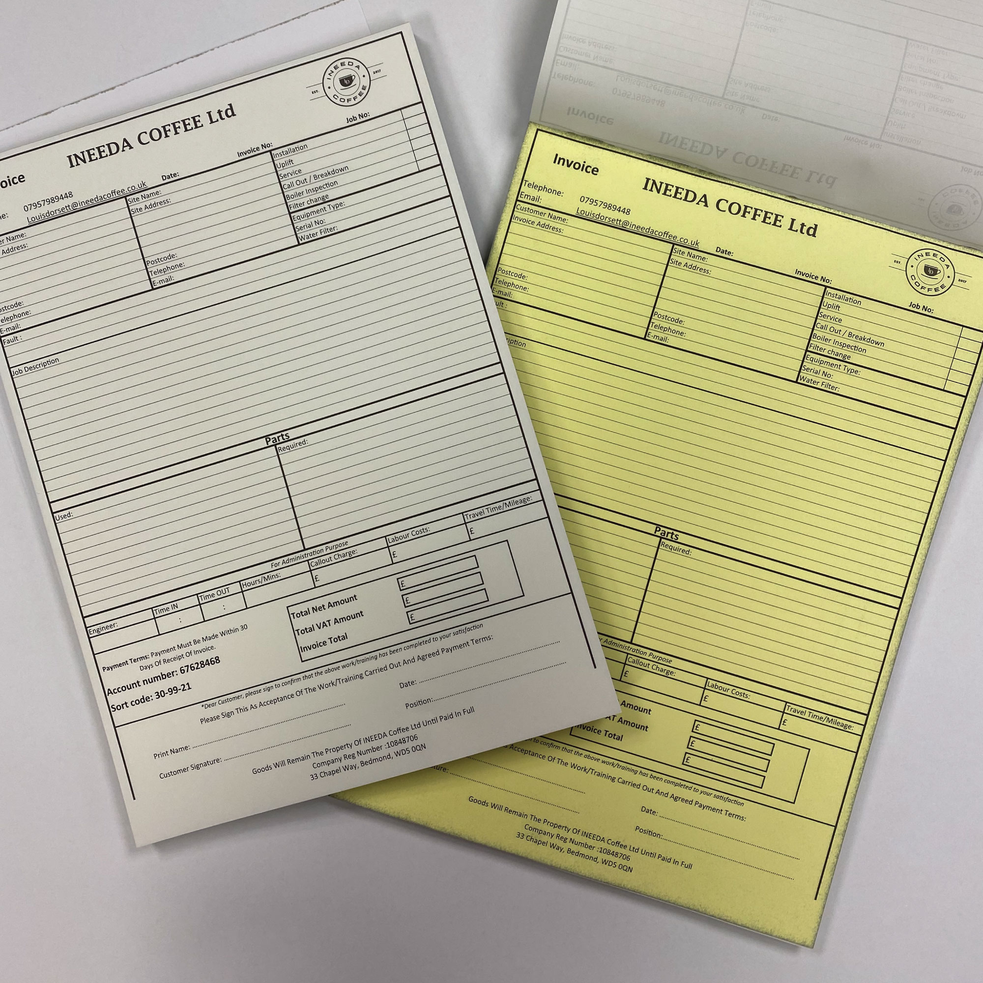 Personalised Invoice Pads